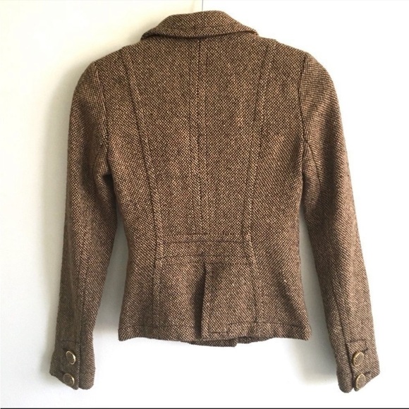 (SOLD) Aritzia Talula Brown Tweed Wool Blend Button Front Blazer Jacket XS - Picture 8 of 9